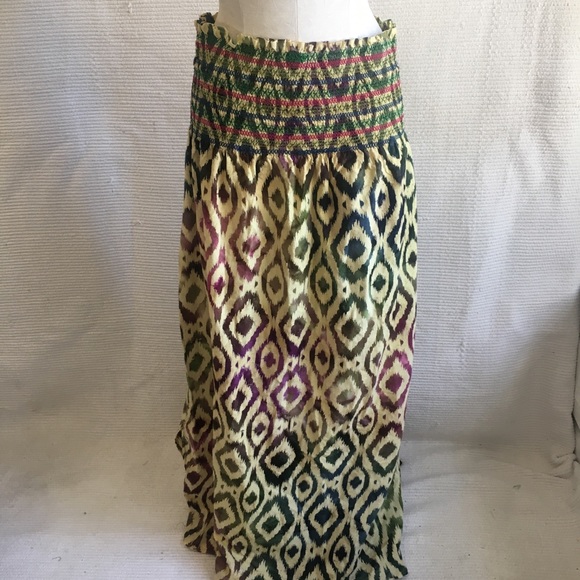 Anthro Ikat Print Batik Strapless Tube Maxi Dress - Picture 6 of 8